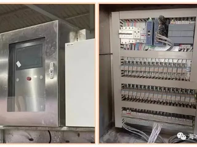 PLC control cabinet evaluating zone and timing conditions