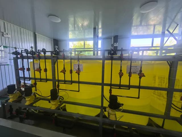 Completed chemical dosing tanks, metering pumps and pipework