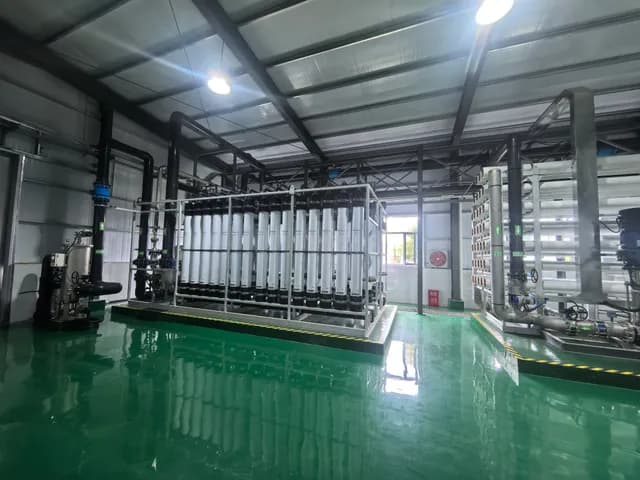 Wide view of the completed and organized water-treatment workshop