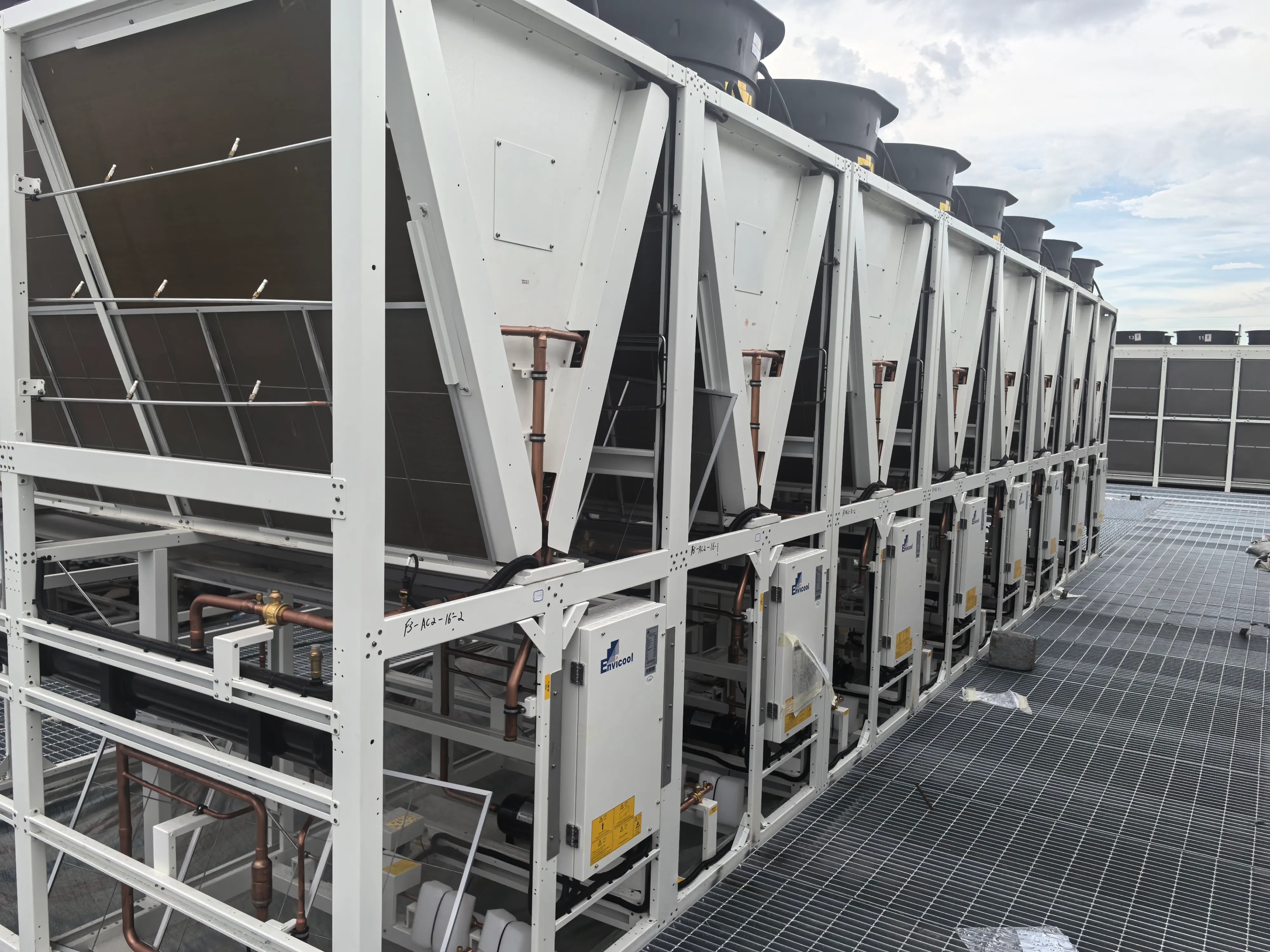 Outdoor heat-rejection equipment installed for the AI data center